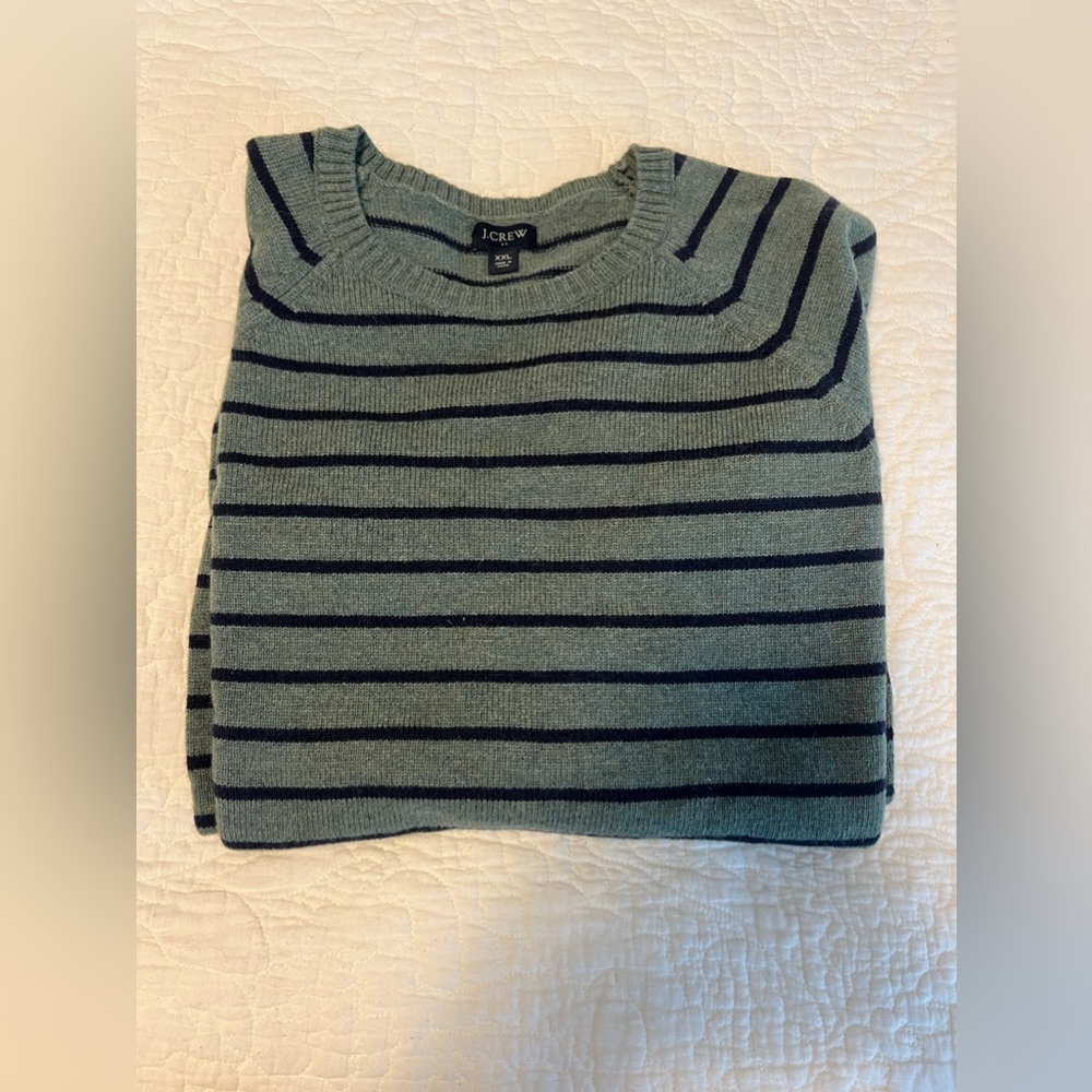 Men’s J. Crew Sweater XXL - Green and Blue Stripe